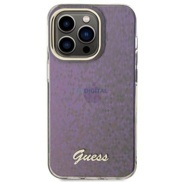 Guess GUHCP15LHDECMP iPhone 15 Pro 6.1" rózsaszín keménytok IML Faceted Mirror Disco Iridescent (diszkó irizáló)