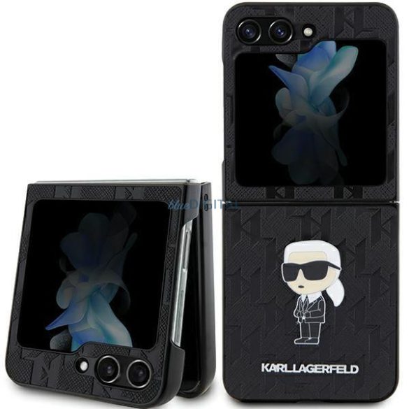 Karl Lagerfeld KLHCZF5SAPKINPK Sam Z Flip5 F731 keménytok fekete Saffiano Monogram ikonikus Pin monogram fekete