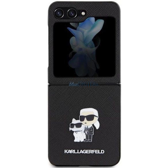 Karl Lagerfeld Saffiano Karl&Choupette Pin tok Samsung Galaxy Z Flip 5 készülékhez - fekete