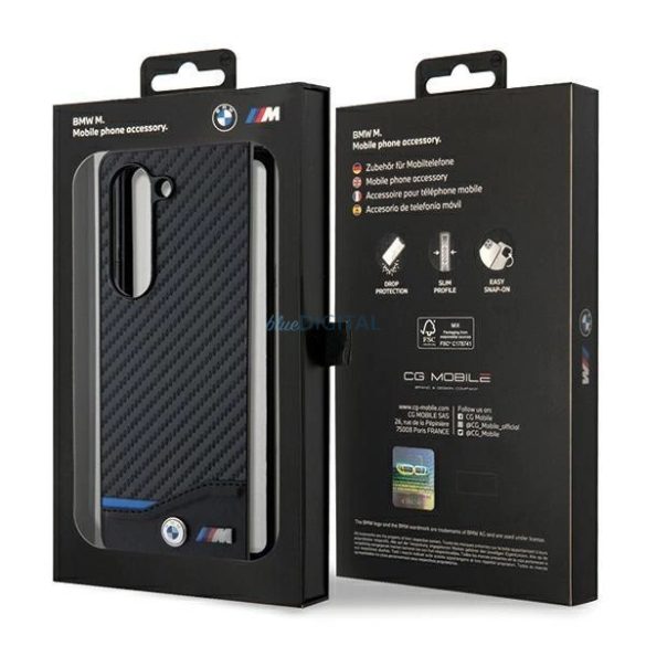 BMW Bőr Carbon tok Samsung Galaxy Z Fold 5 - fekete