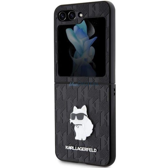 Karl Lagerfeld Saffiano Monogram Choupette Pin tok Samsung Galaxy Z Flip 5 - fekete