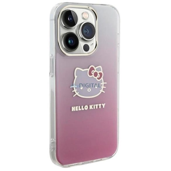 Hello Kitty IML Gradient Electrop Kitty fej tok iPhone 15 Pro - rózsaszín