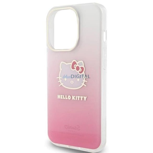 Hello Kitty IML Gradient Electrop Kitty fej tok iPhone 15 Pro - rózsaszín