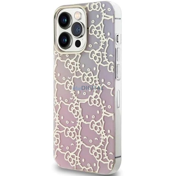 Hello Kitty IML Gradient Electrop Crowded Kitty Head tok iPhone 14 Pro Max - Rózsaszín