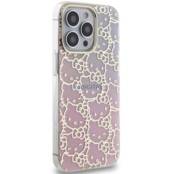 Hello Kitty IML gradiens Electrop Crowded Kitty Head tok iPhone 15 Pro - rózsaszín