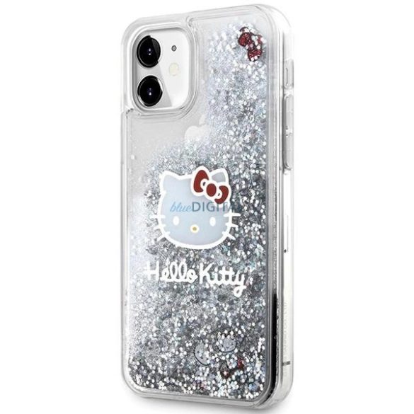 Hello Kitty Liquid Glitter Charms tok iPhone 11 / Xr - Ezüst