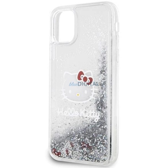 Hello Kitty Liquid Glitter Charms tok iPhone 11 / Xr - Ezüst