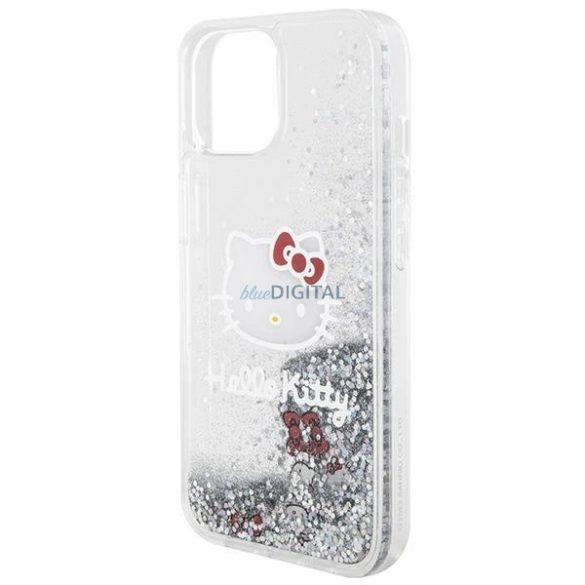 Hello Kitty Liquid Glitter Charms tok iPhone 14 - ezüst