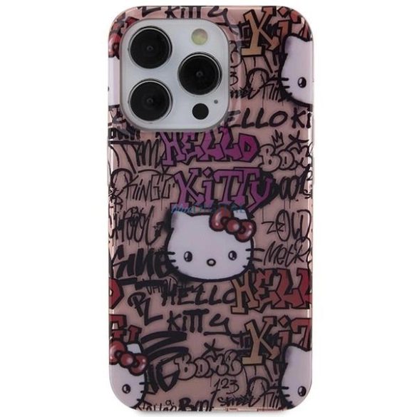 Hello Kitty IML címkék Graffiti tok iPhone 14 Pro Max - rózsaszín