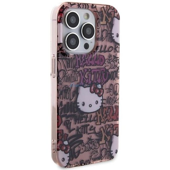Hello Kitty IML címkék Graffiti tok iPhone 15 Pro - rózsaszín