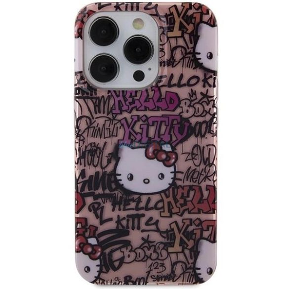 Hello Kitty IML címkék Graffiti tok iPhone 15 Pro Max - rózsaszín