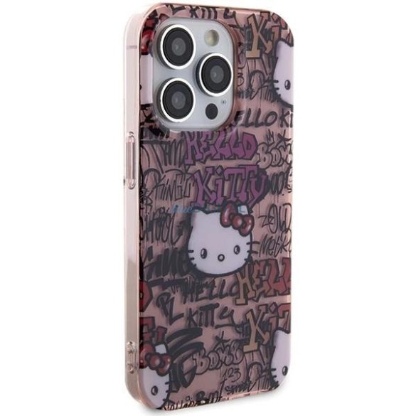 Hello Kitty IML címkék Graffiti tok iPhone 15 Pro Max - rózsaszín