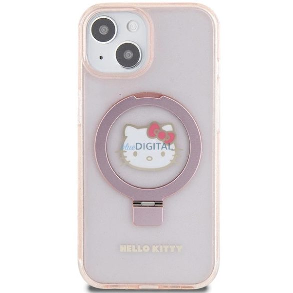 Hello Kitty Ring Stand Glitter Electrop Logo MagSafe tok iPhone 15 / 14 / 13 készülékhez - rózsaszín