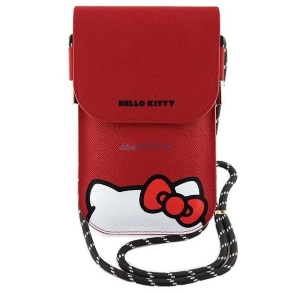 Hello Kitty bőrből készült Rejtőzködő Kitty zsinór táska - piros