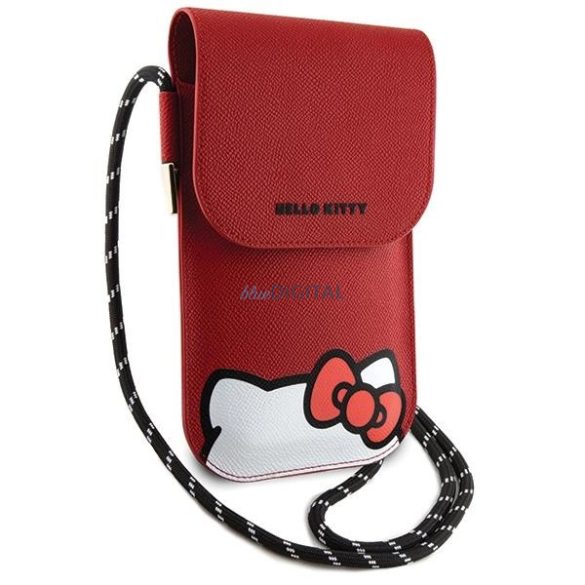 Hello Kitty bőrből készült Rejtőzködő Kitty zsinór táska - piros