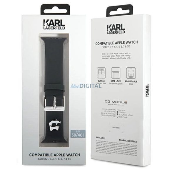 Karl Lagerfeld szíj Apple Watch szíj 38/40/41mm - Fekete