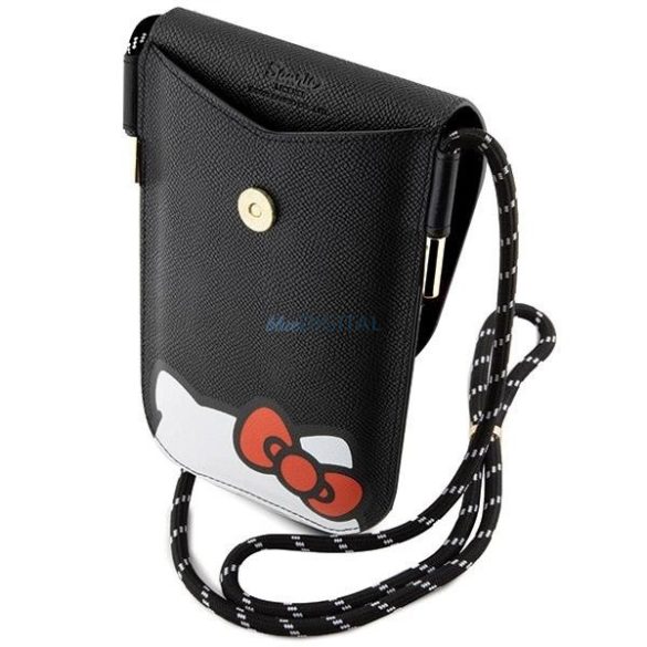 Hello Kitty Bőrből készült Rejtőzködő Kitty zsinór táska - fekete