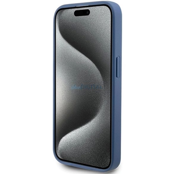 Guess 4G nagy fém logós tok iPhone 15 Pro Max - kék