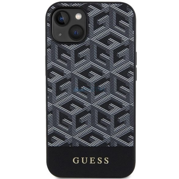 Guess GCube csíkos MagSafe tok iPhone 15 / 14 / 13 készülékhez - fekete