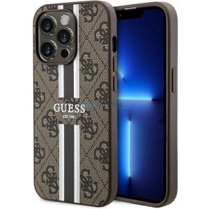 Guess 4G Printed Stripes MagSafe tok iPhone 15 Pro - barna