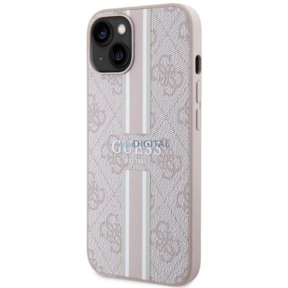 Guess 4G nyomtatott csíkos MagSafe tok iPhone 15/14/13 - rózsaszín