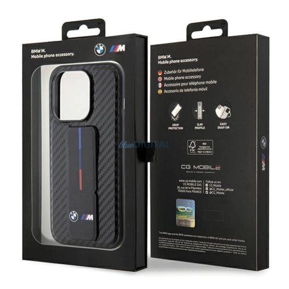 BMW Grip Stand Smooth & Carbon tok iPhone 15 Pro - fekete