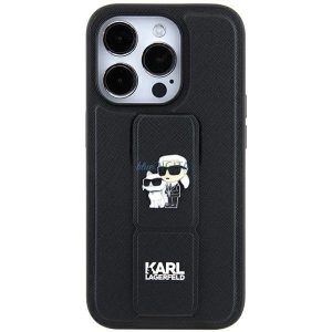 Karl Lagerfeld Gripstand Saffiano Karl&Choupette Karl&Choupette Pins tok iPhone 11 / Xr - fekete