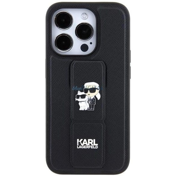 Karl Lagerfeld Gripstand Saffiano Karl&Choupette Pins tok iPhone 14 Pro Max iPhone 14 Pro Max - fekete