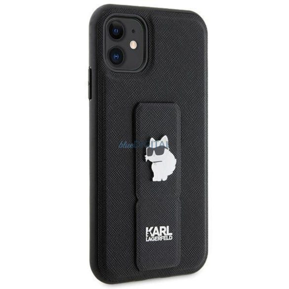 Karl Lagerfeld Gripstand Saffiano Choupette Pins tok iPhone 11 / Xr - fekete