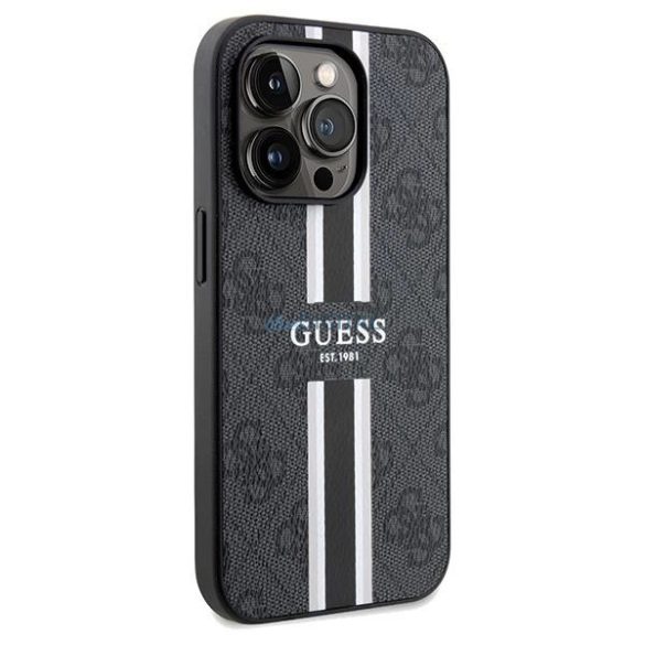 Guess 4G nyomtatott csíkos MagSafe tok iPhone 15 Pro Max - fekete