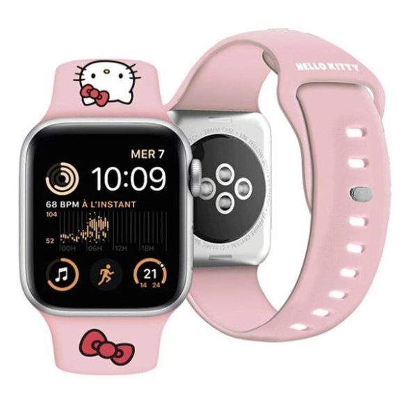 Hello Kitty szilikon szíj Apple Watch 42/44/45/49mm - rózsaszín