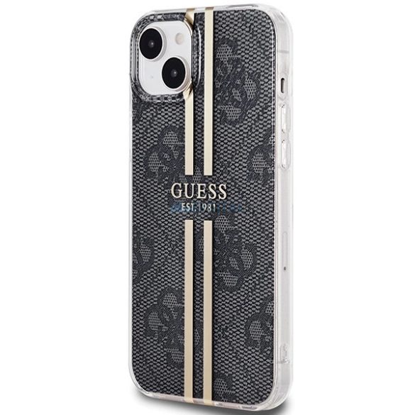 Guess IML 4G arany csíkos tok iPhone 15 Plus / 14 Plus - fekete