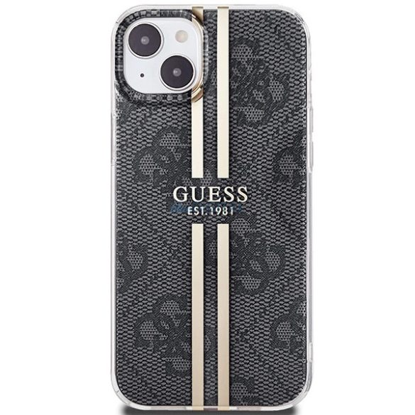 Guess IML 4G arany csíkos tok iPhone 15 Plus / 14 Plus - fekete