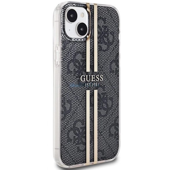 Guess IML 4G arany csíkos tok iPhone 15 Plus / 14 Plus - fekete