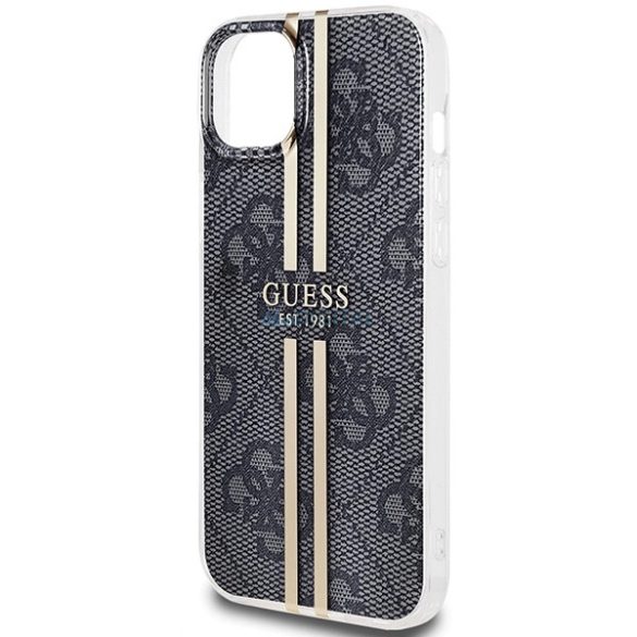 Guess IML 4G arany csíkos tok iPhone 15 Plus / 14 Plus - fekete