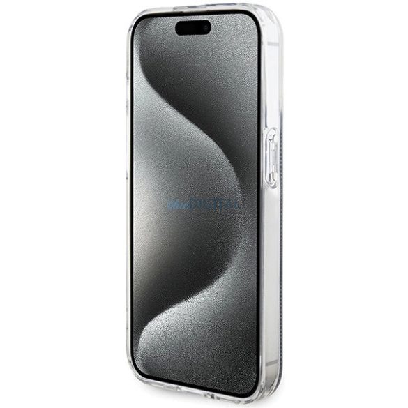 Guess IML 4G arany csíkos tok iPhone 15 Pro Max - fekete