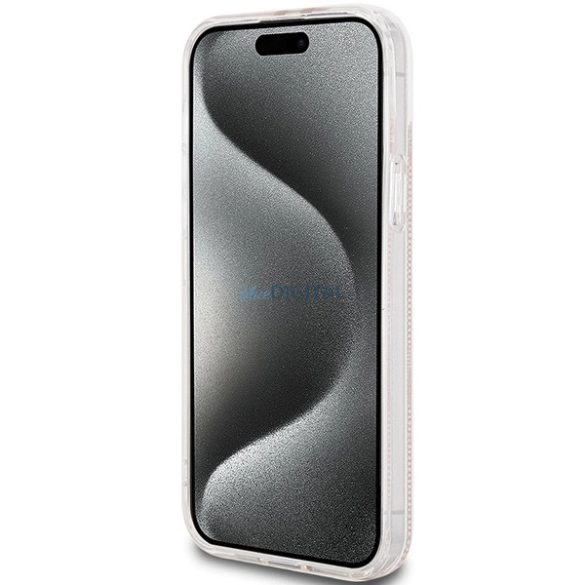 Guess IML 4G arany csíkos tok iPhone 15 Plus / 14 Plus - rózsaszín