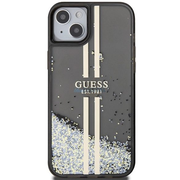 Guess Liquid Glitter arany csíkos tok iPhone 15 Plus / 14 Plus - fekete