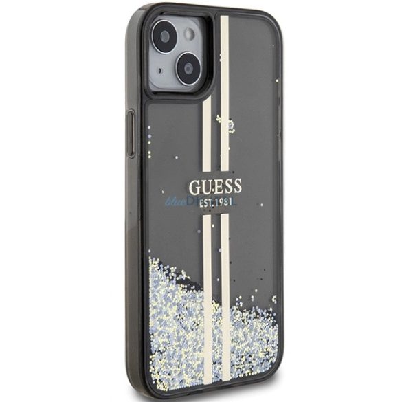 Guess Liquid Glitter arany csíkos tok iPhone 15 Plus / 14 Plus - fekete