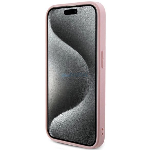 Guess Saffiano irizáló script tok iPhone 14 Pro - rózsaszín