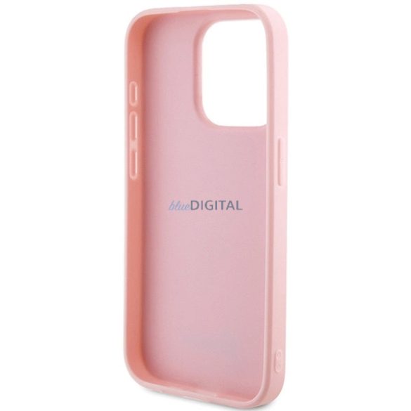 Guess GUHCP15XPSAIRSP iPhone 15 Pro Max 6.7 "rózsaszín keménytok Saffiano irizáló írással