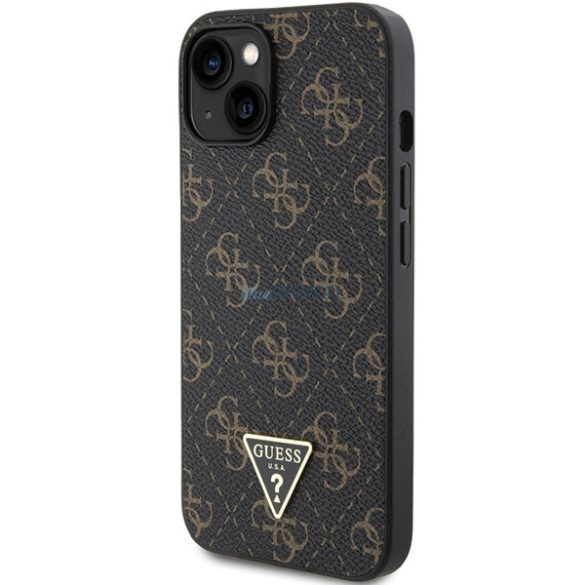 Guess 4G háromszög fém logós tok iPhone 15 Plus / 14 Plus - fekete