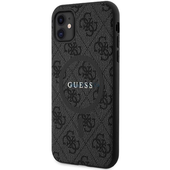 Guess GUHMN61G4GFRK iPhone 11 6.1" / Xr fekete keménytok 4G kollekció bőr fém logó MagSafe