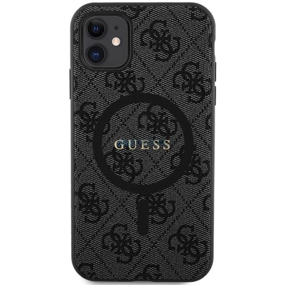 Guess GUHMN61G4GFRK iPhone 11 6.1" / Xr fekete keménytok 4G kollekció bőr fém logó MagSafe