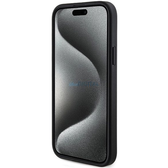 Guess 4G Collection bőr fém logós MagSafe tok iPhone 14/15/13 - fekete