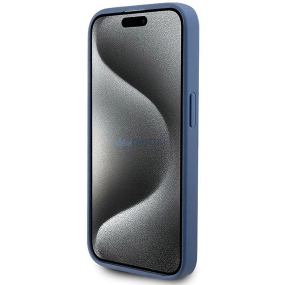 Guess 4G Collection bőr fém logós MagSafe tok iPhone 15 Pro Max készülékhez - kék