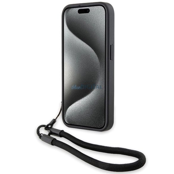 BMW Signature Leather Wordmark Cord tok iPhone 15 Pro - fekete