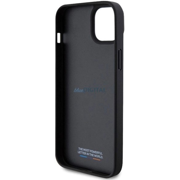 BMW Perforated Tricolor Line tok iPhone 15/14/13 - fekete