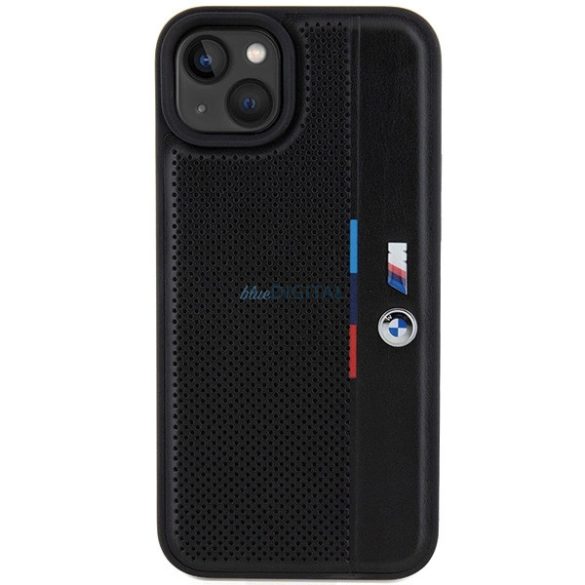 BMW Perforated Tricolor Line tok iPhone 15 Plus / 14 Plus - fekete