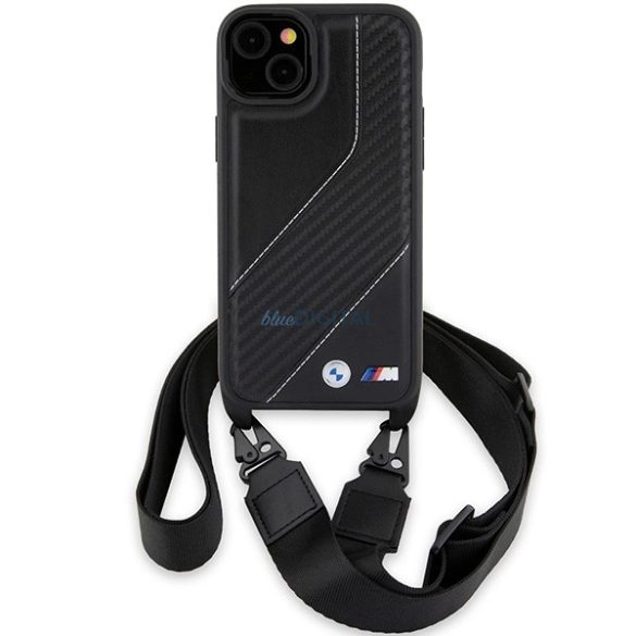 BMW M Edition Carbon Stripe & Strap tok iPhone 15 Plus / 14 Plus - fekete